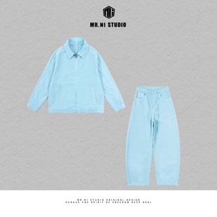 MR.NI/倪先生【罗曼蒂克】薄荷定染经典哈灵顿翻领早春夹克外套