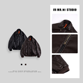 MR.NI 倪先生「黑金刚」巨帅御寒拉链机能风软糯皮派克鹅绒外套