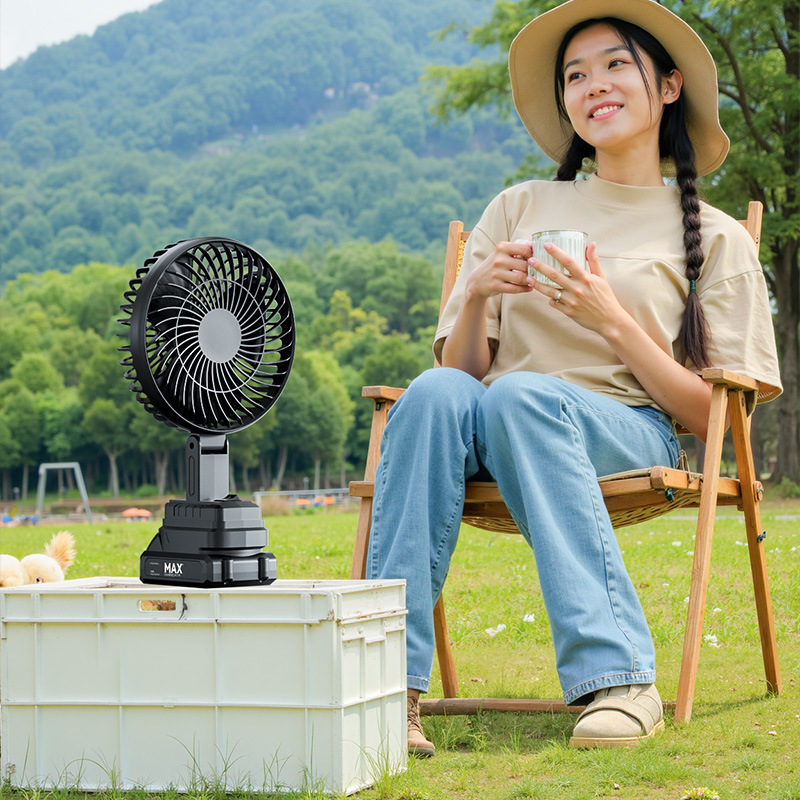 日本品质野钓可拆卸电池风扇充电大风力户外摆摊便携露营无线电风