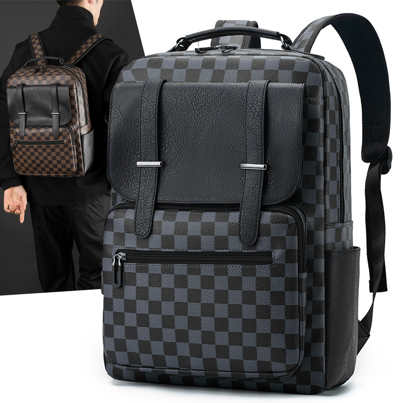 日本品质新款双肩包男皮质通勤男士高级感15.6寸电脑背包商务大容