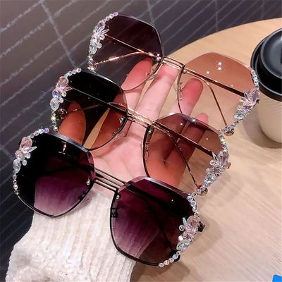 Square Rimless Sunglasses for Women Tinted Frameless Eyewear
