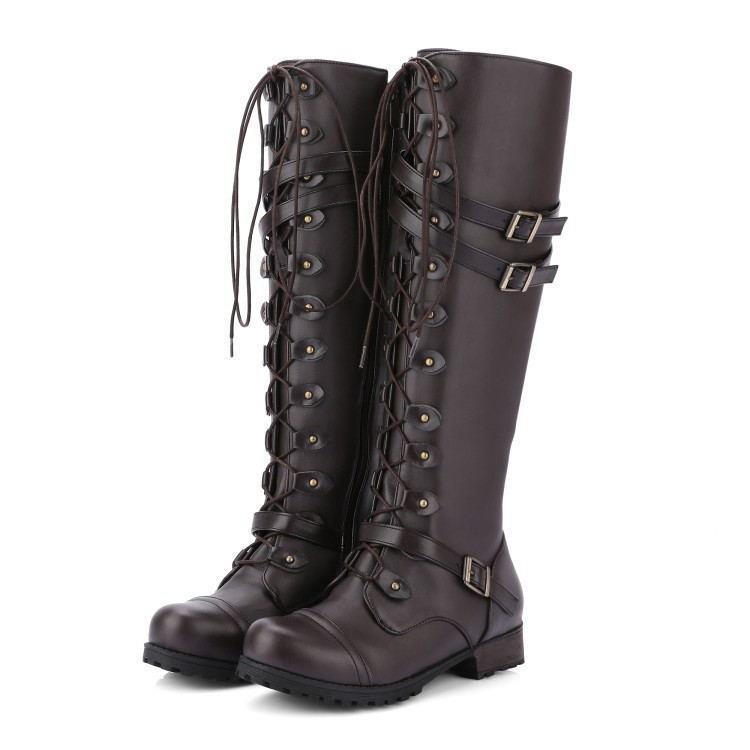 35-43 plus-size lady rivet rider boots女士长筒秋冬骑士靴