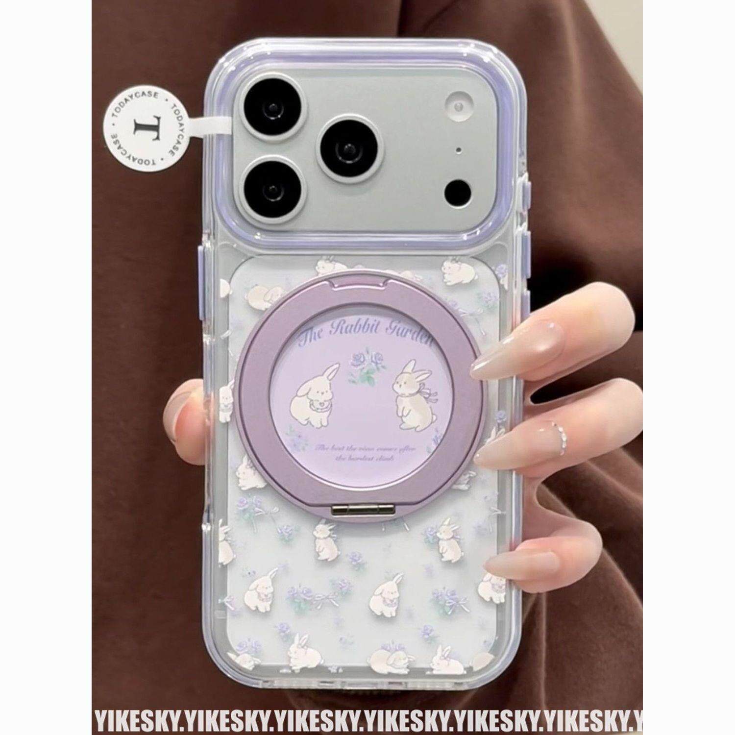 360旋转支架紫满屏兔子适用于iPhone17手机壳苹果16151413女17pro
