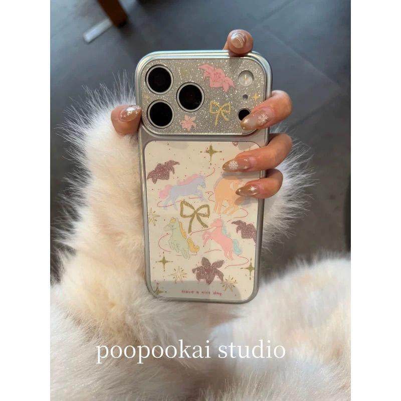 ins韩系闪粉花朵彩色小马适用17promax手机壳iphone16全包防摔15,3C数码配件,手机保护套/壳,淘宝优惠券,粉丝福利购,淘宝优惠卷