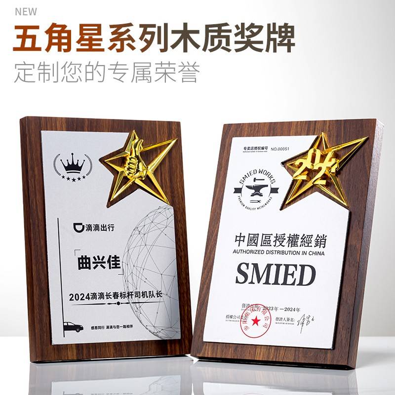 木质牌匾奖牌定制优秀团队战略合作伙伴加盟荣誉证书定做印字