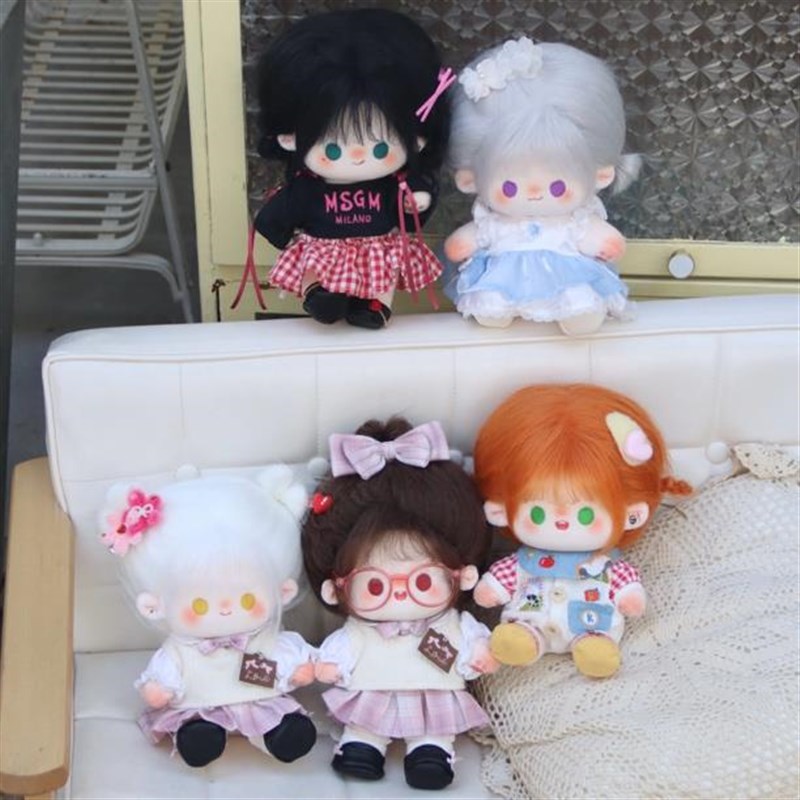 棉花娃娃衣服20cm娃衣可换装毛绒玩F偶服装公仔连衣裙卫衣套装爬
