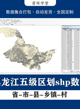 黑龙江省村界村庄社区边界/市县乡镇行政村五级行政区划gis矢量