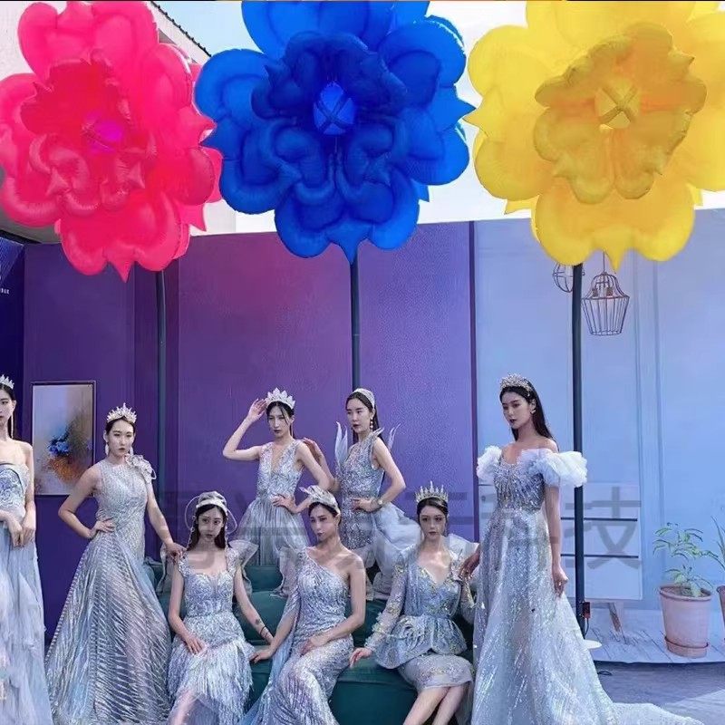 声控感应花网红学校减压大红花自动开合气模花朵户外美陈装置摆件