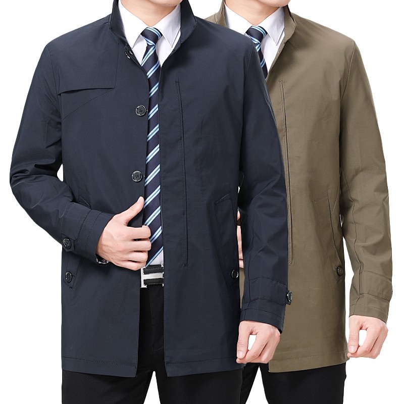 中老年2020新款男装中长款风衣男士薄款外套中年爸爸春秋休闲风衣