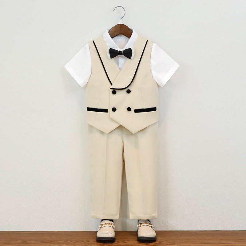 儿童西装马甲套装男童夏季花童礼服小西服英伦主持生日钢琴演出服