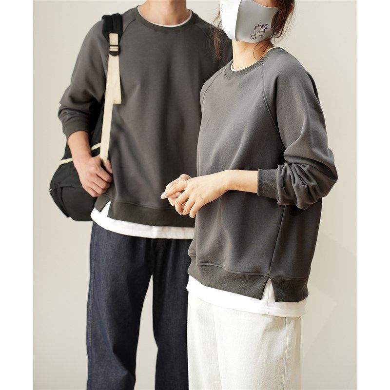 大童150-180码 纯棉插肩袖卫衣 男童女童假两件毛圈上衣 春秋款