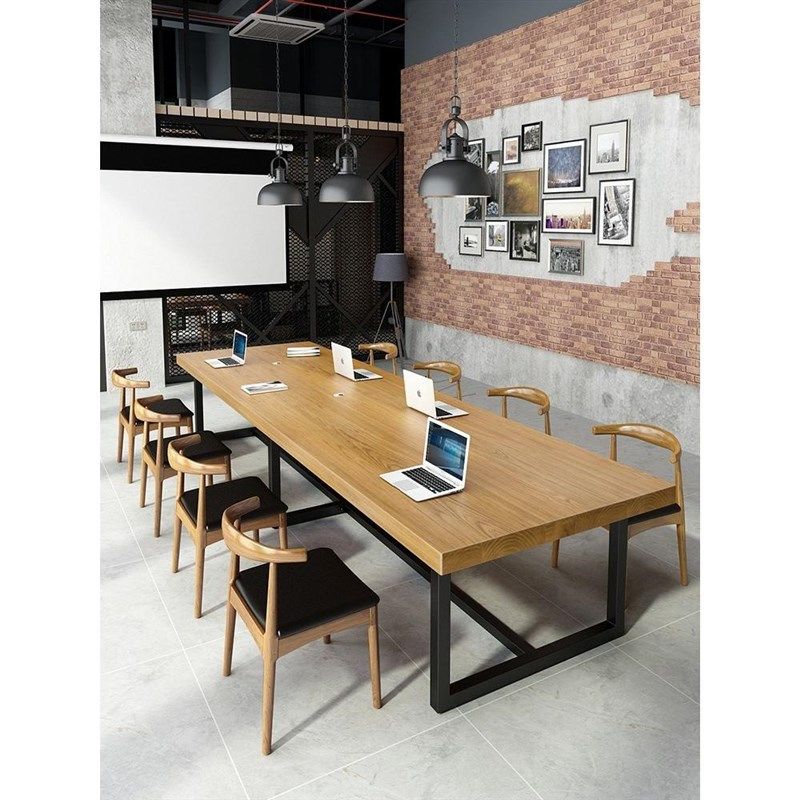 实木大型会议桌长桌简约现代长条办公桌子电脑工作台洽谈桌椅组合