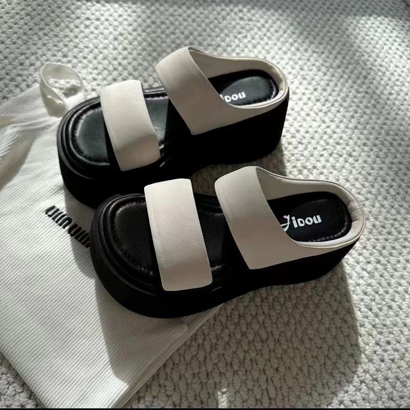 时尚夏天小个子增高厚底一字拖w鞋子女2025新款爆款夏季外穿凉拖