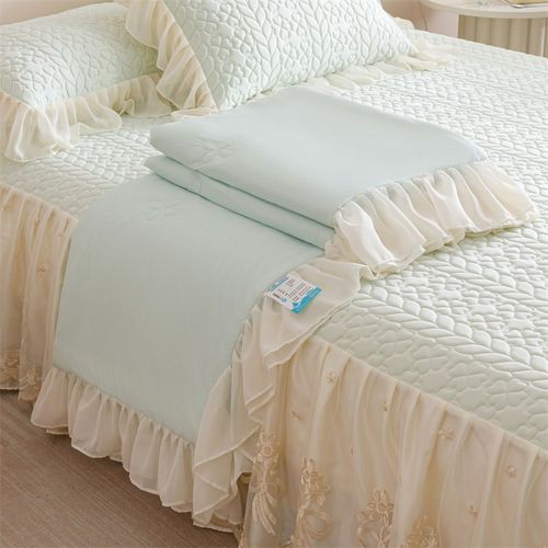 夏季a类公主风冰丝乳胶凉席三件套夏凉被四件套可机洗空调席床裙