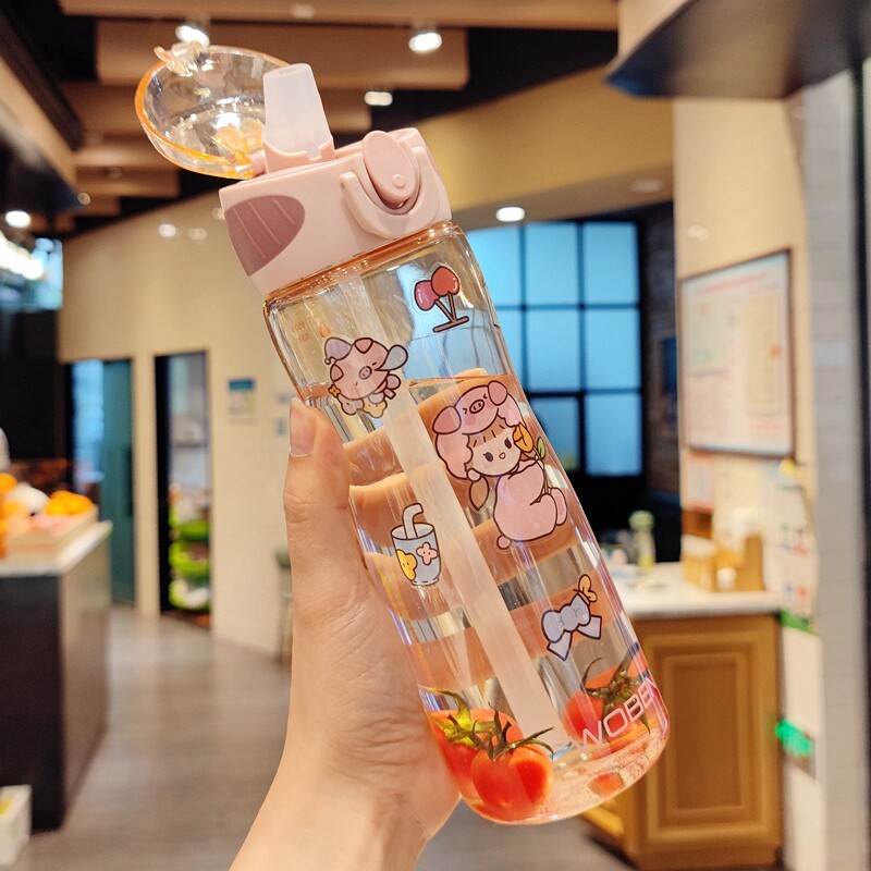 韩版大容量简约塑料吸管杯大人女学生清新便携水杯高颜值随手杯子