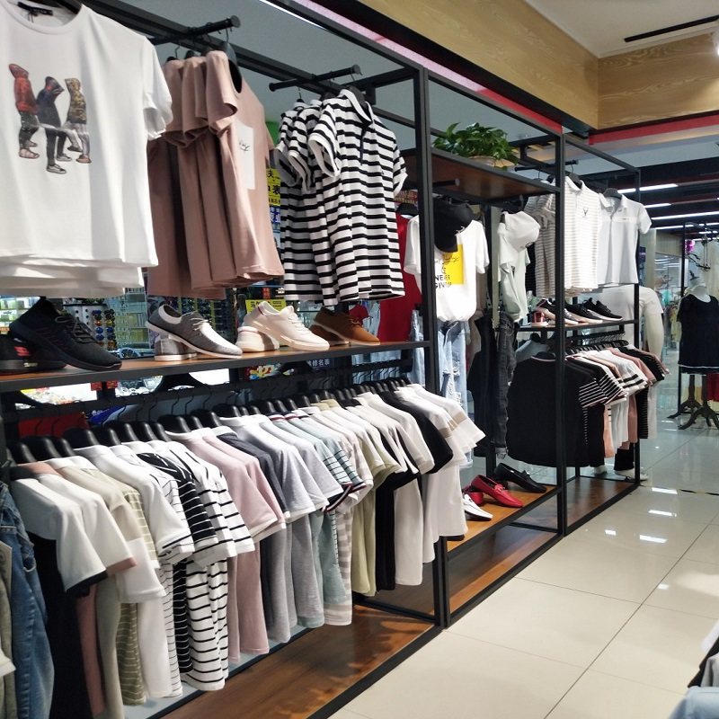服装店货架落地靠墙展示架正侧挂双层衣H架男装女装店陈列组合高