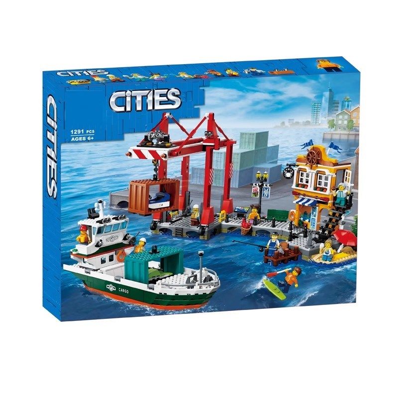 中国积木城市系列海港与货船60422男孩拼装轮船玩具儿童模型礼物9