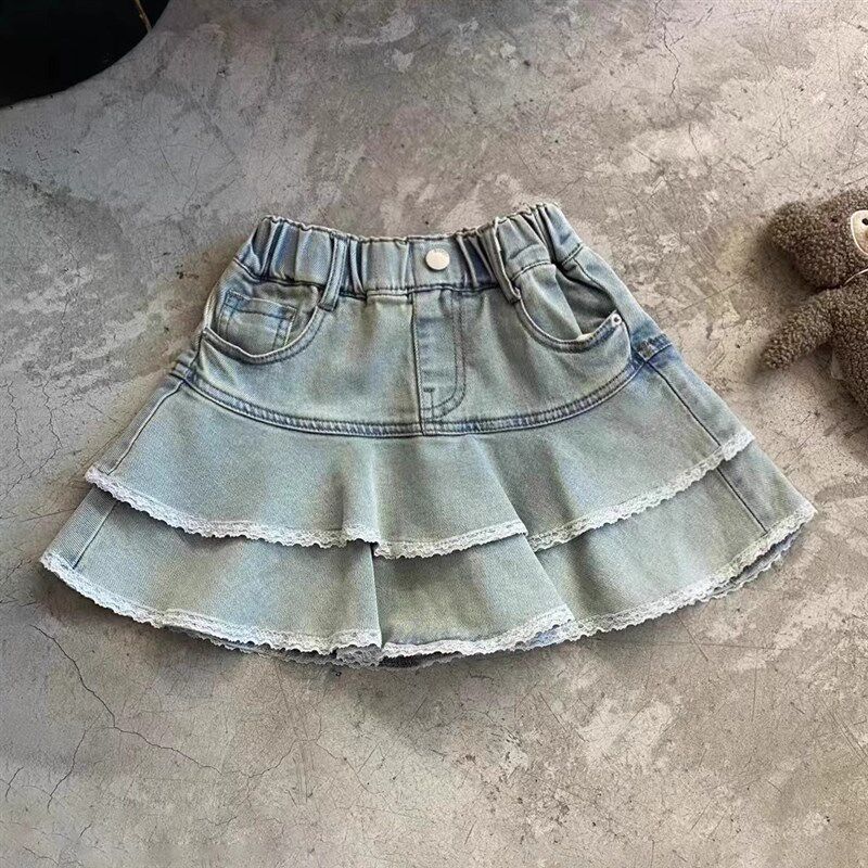 女童时尚洋气牛仔短裙2025夏季新款韩版儿童甜美百搭牛仔半身裙子