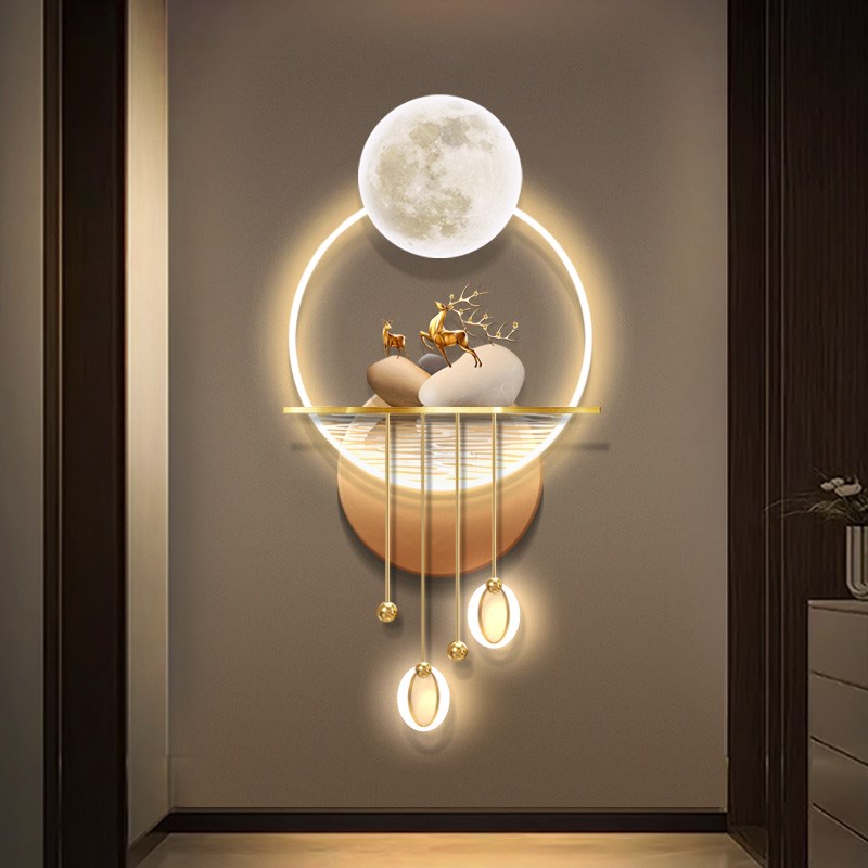 入户玄关装饰画3D立体挂画带LED灯壁画发光灯画走廊楼梯高档轻奢图片