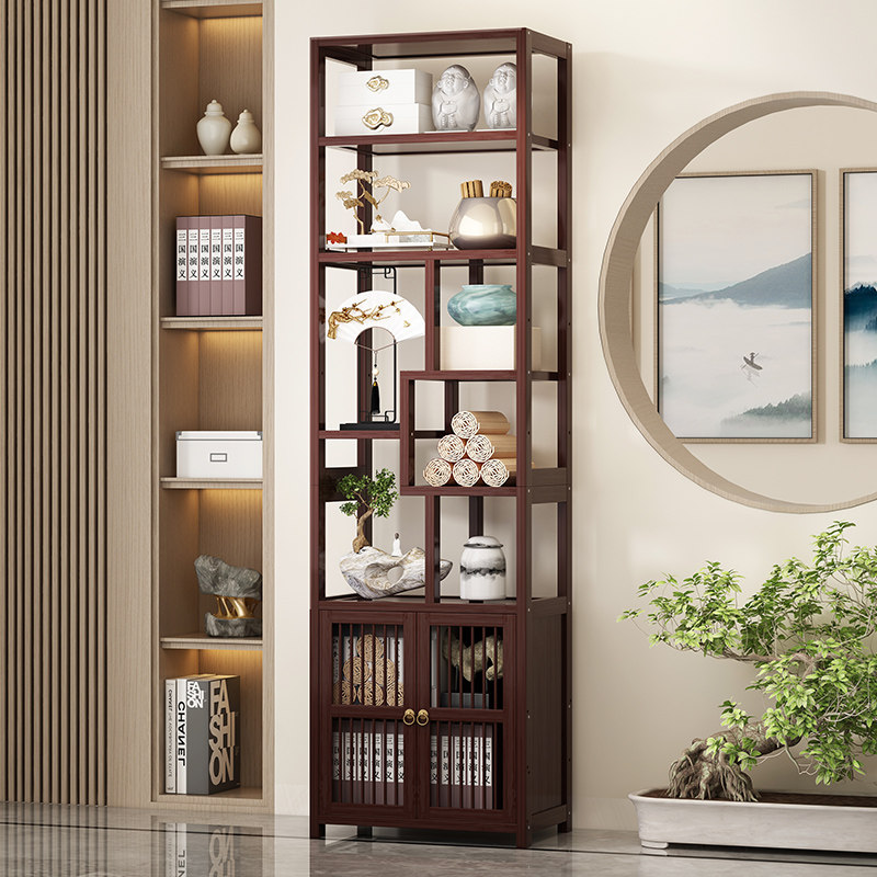 博古架新中式茶柜置物架非实木客厅多宝阁工艺品摆件架子隔断书架