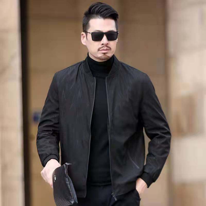 中年爸爸装春装宽松休闲外套中老年人夹克衫男士春秋季男士上衣服