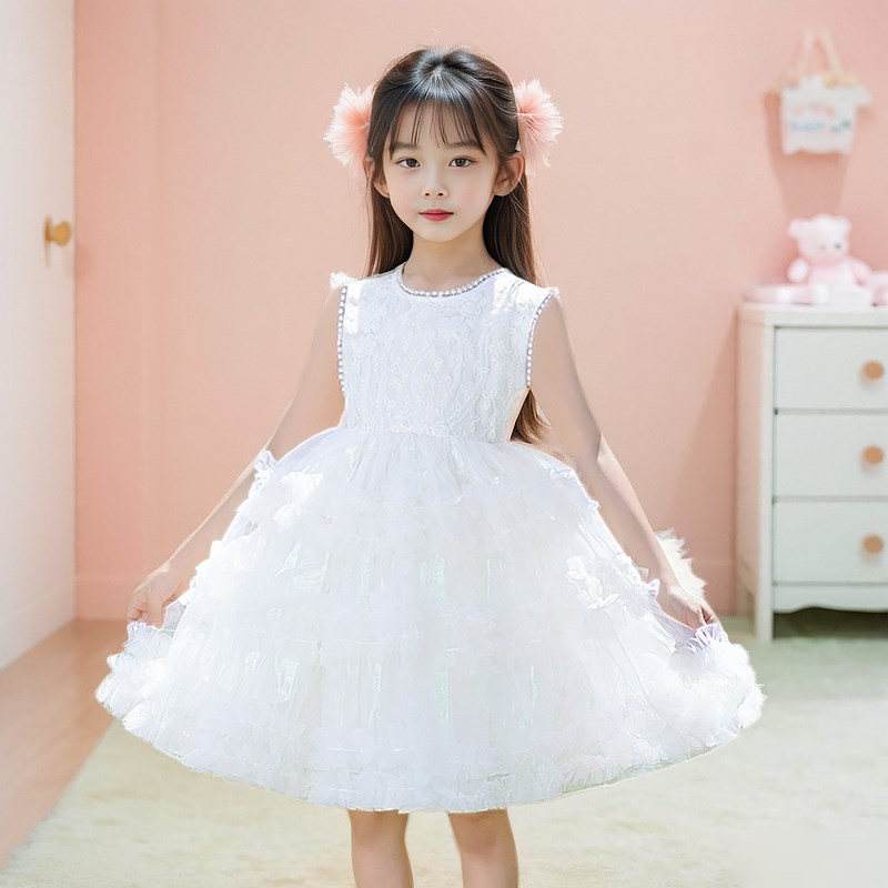 女童礼服高端轻奢小众儿童生日公主裙婚礼花童主持人走秀钢琴演奏