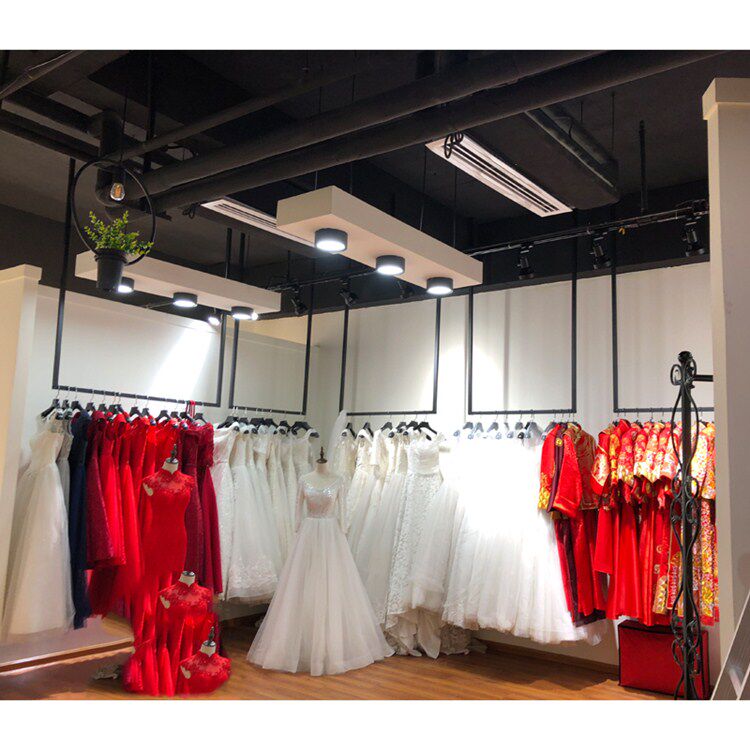 婚纱吊架礼服陈列架子女服装店铺吊顶悬挂衣架墙上壁Y挂货架展示