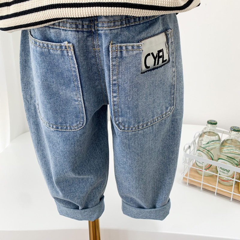 男童牛仔裤春装薄款2023新款韩版儿童时尚破洞裤子小童柔软休闲裤