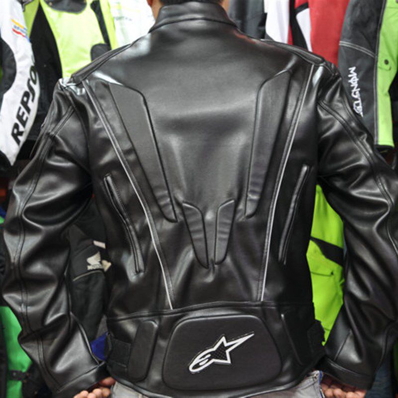 摩托车骑行皮衣四季防风夹克赛车服 机车防摔PU外套 配护具五件套