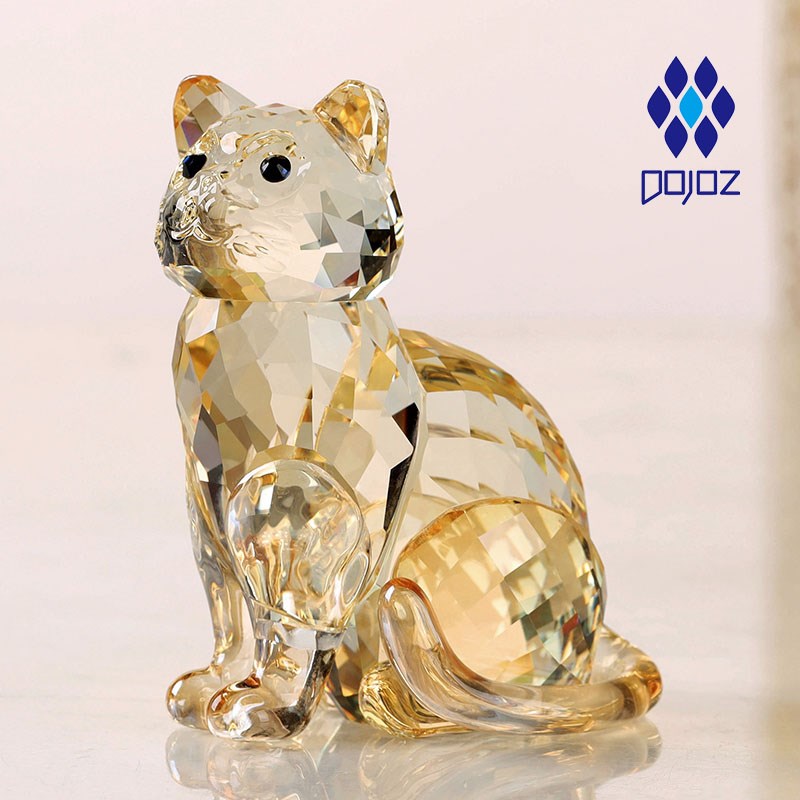 水晶招财猫摆件新年吉祥物旺财办公室桌面M摆件工艺装饰品生日礼