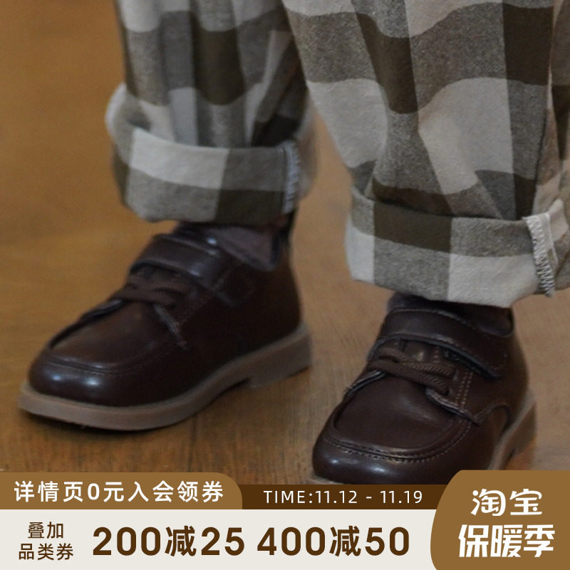 砚台家童装儿童魔术贴皮鞋男女童单鞋宝宝洋派鞋子软底休闲鞋春秋