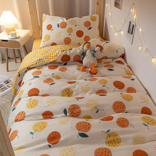 大学生宿舍床上用品三件套纯x棉寝室女生儿童床单人被套被子套装