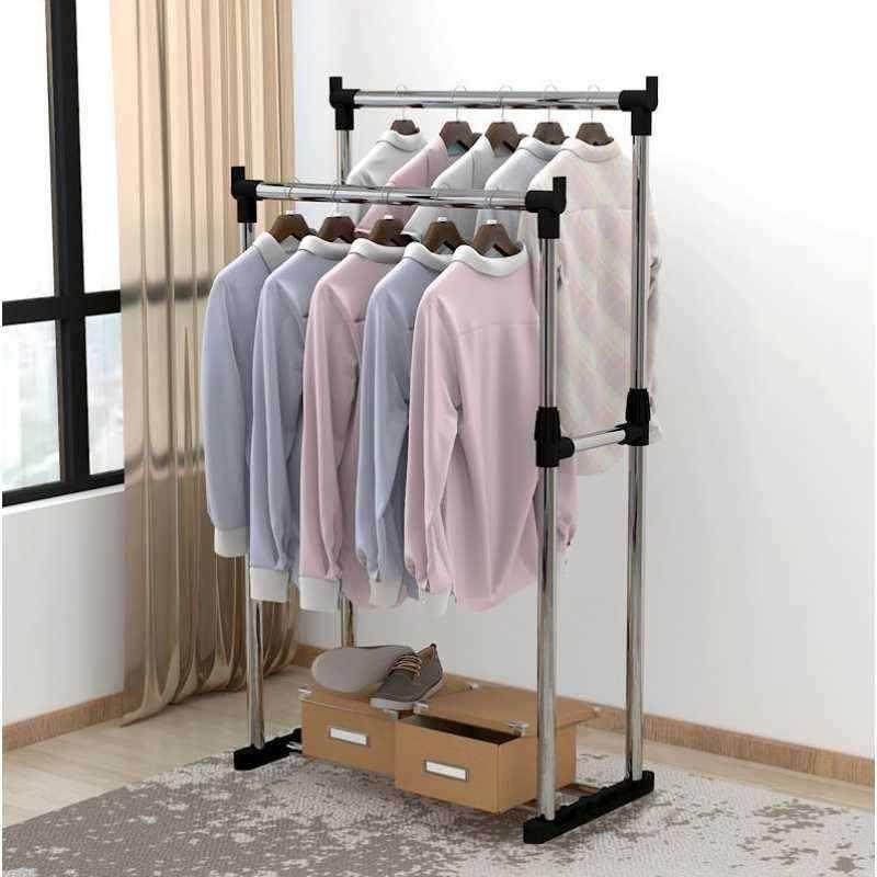 晾衣架可  落地卧室内杠杆式晒衣服经济型家用凉挂架子阳台不锈钢