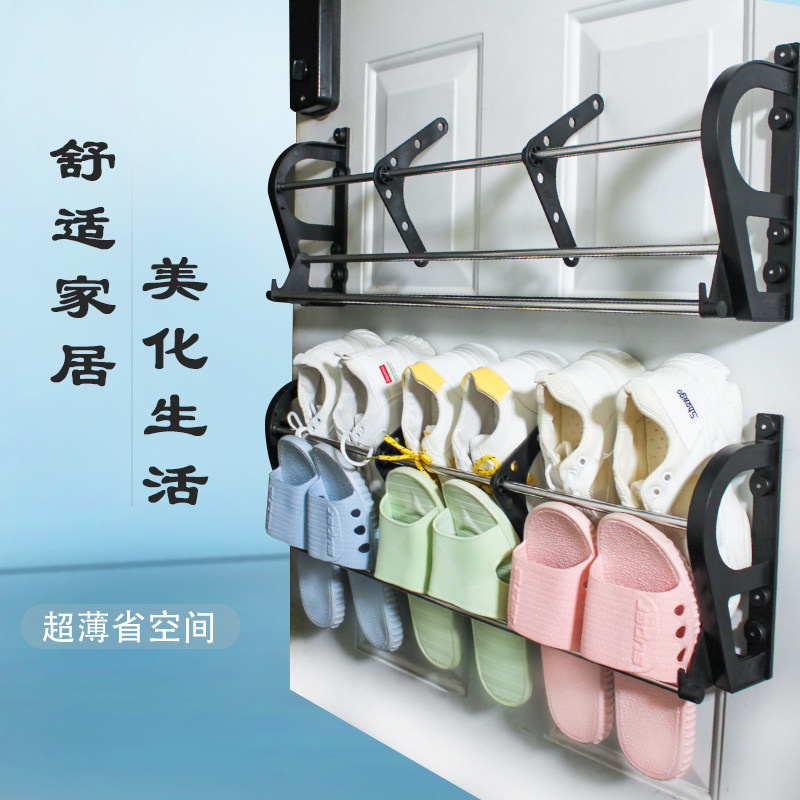 家用门上鞋架磁粘贴门后挂钩免打孔置物架宿舍免钉门厅门口收纳架
