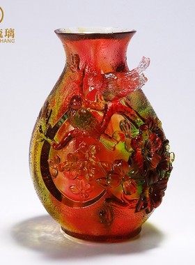 琉璃花瓶摆件客厅插m花居卧室桌面水晶轻奢工艺品家乔迁新居装饰