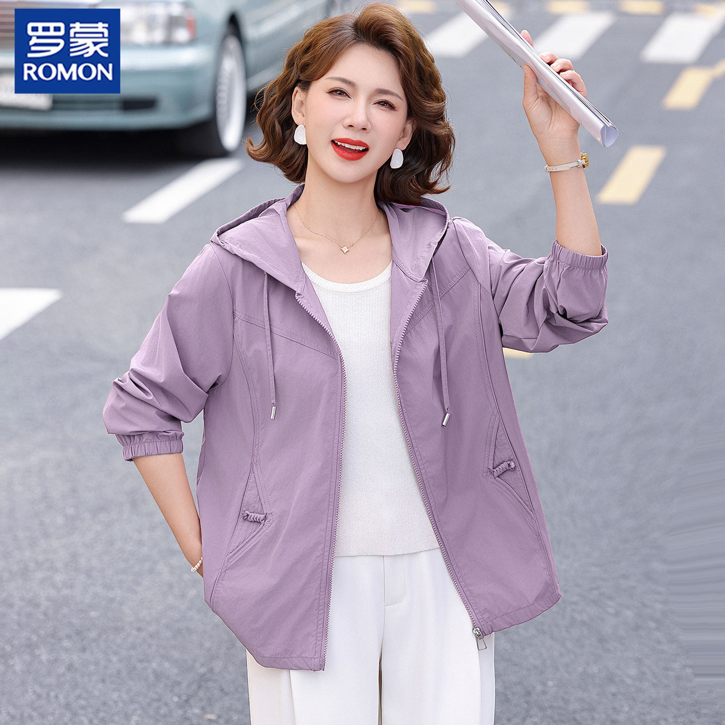 罗蒙中年妈妈夏装薄款外套中老年女春夏新款防晒服休闲夹克上衣服