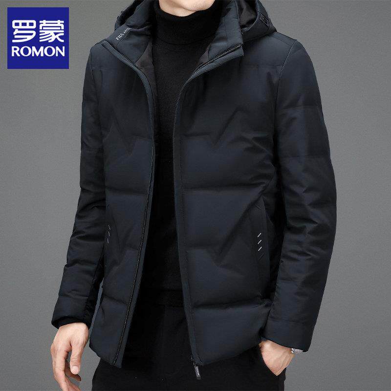 罗蒙短款羽绒服男2026新款冬季加厚保暖白鸭绒中青年男装冬装外套