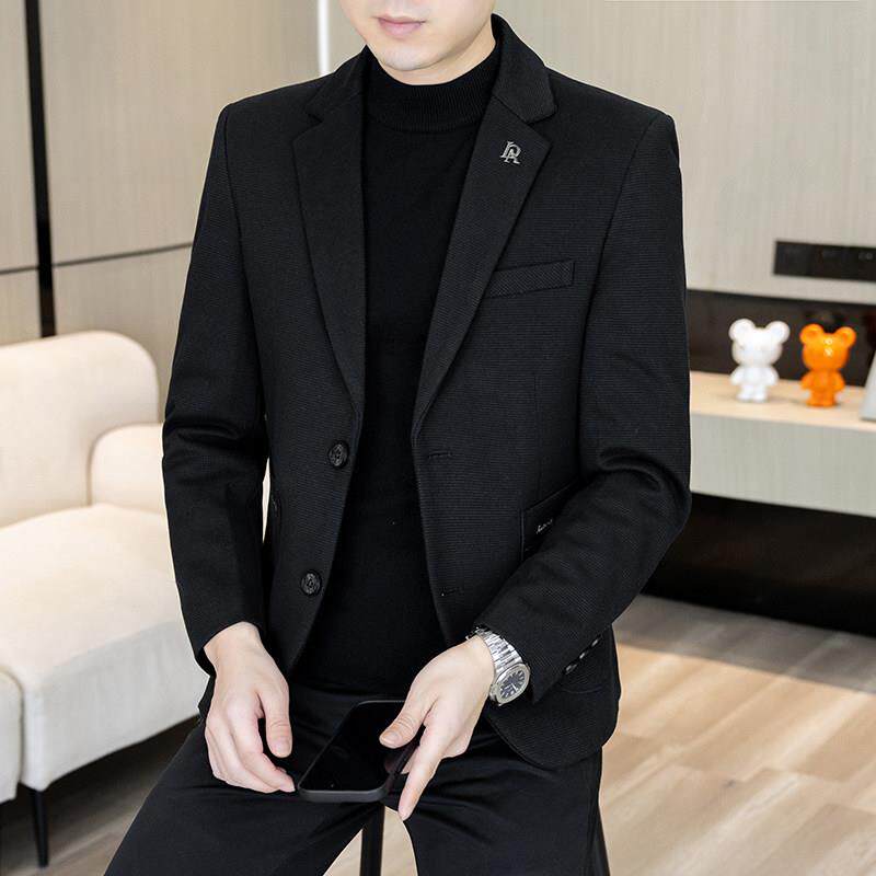 罗蒙男士西服修身单西外套春季新款休闲百搭西装男职业正装抗皱