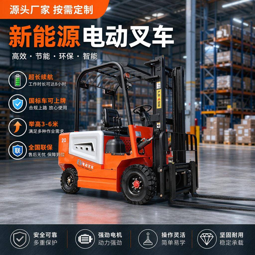 新能源电动叉车2吨3吨液压搬运工厂装卸车堆锂电池四轮电动叉车