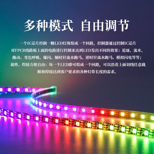 WS2812B幻彩LED灯带5V全彩5050灯珠内置IC炫彩单点单控编程软灯条