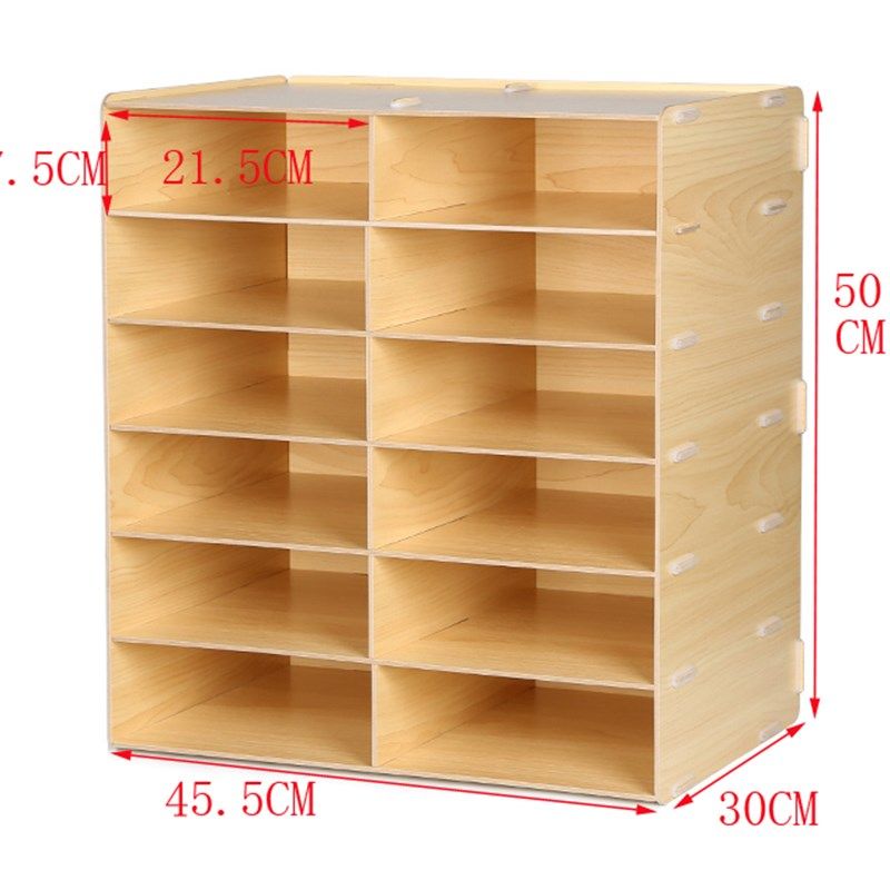 创意12格A4文件架多层资料架子文件框办公用桌面收纳架木质书架柜