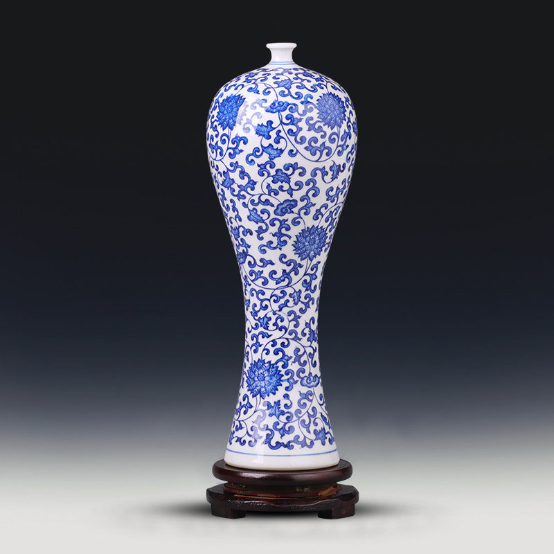 景德镇陶瓷器青花瓷花瓶客厅插花中式家居装饰品摆件瓷瓶子工艺品