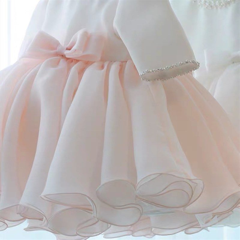 婴儿女宝宝一周岁礼服女夏款花童婚礼小女孩女童公主裙洋气蓬蓬纱