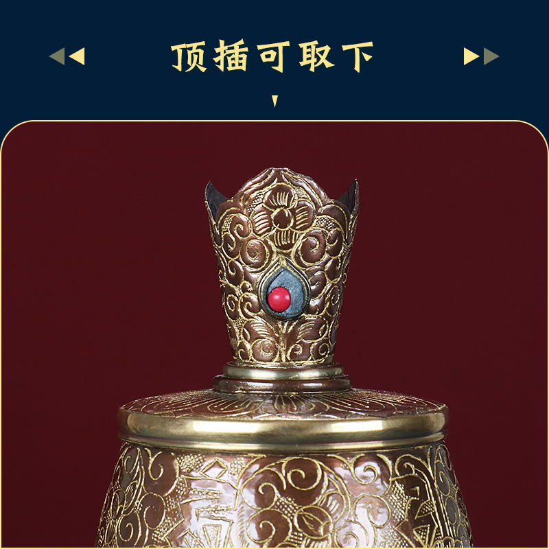 紫铜贲巴壶尼泊尔铜制手工雕花净水壶文巴壶供瓶家居桌面工艺摆饰