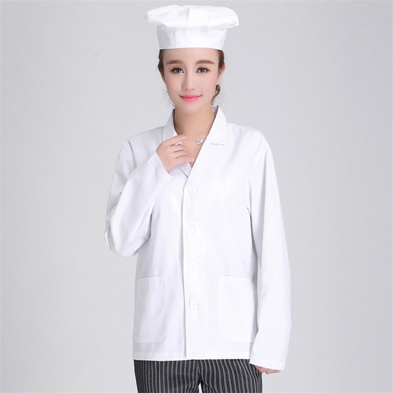 食堂人员工作服长袖白色厨师服装学校幼儿园后勤短袖厨房工衣男女
