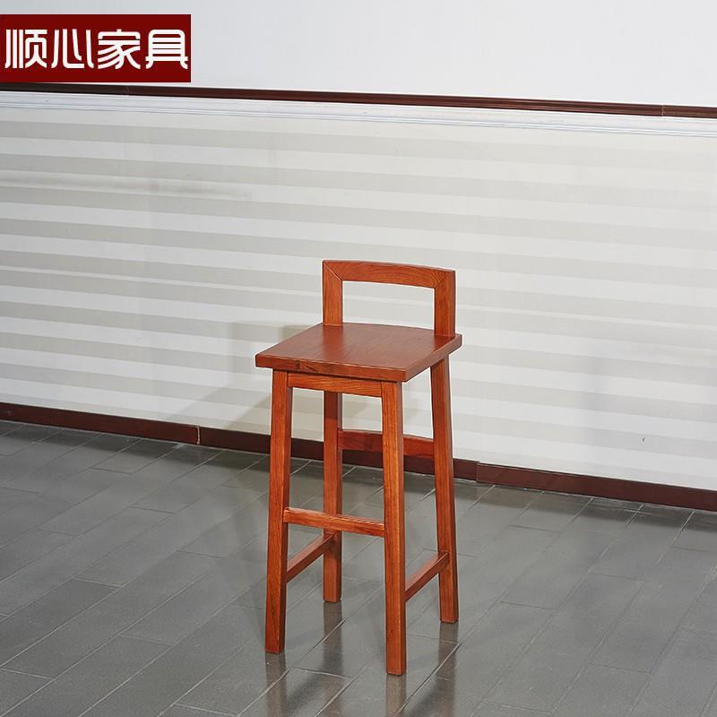 顺心家具 实木吧台桌家用高腿桌客厅吧台隔断柜红橡木美式 吧椅