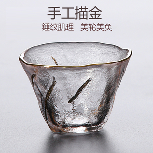 日式 介屋 玻璃功夫茶杯单个耐热小杯子品茗主人杯家用茶具斗笠杯