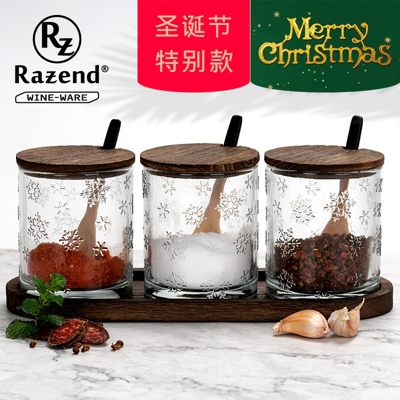 玻璃调味罐调料盒盐糖罐日式风 厨房调味盒调料瓶 调料罐家用套装