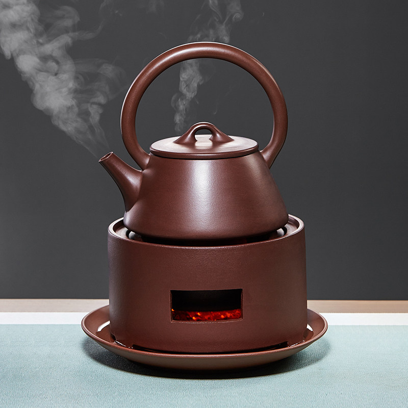 可烧加热紫砂壶提梁石瓢烧水壶功夫茶具家用泡茶壶围炉煮茶壶套装