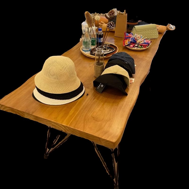 北欧服装店桌子中间摆放中岛实木展示桌简约长方形流水台展示鞋架